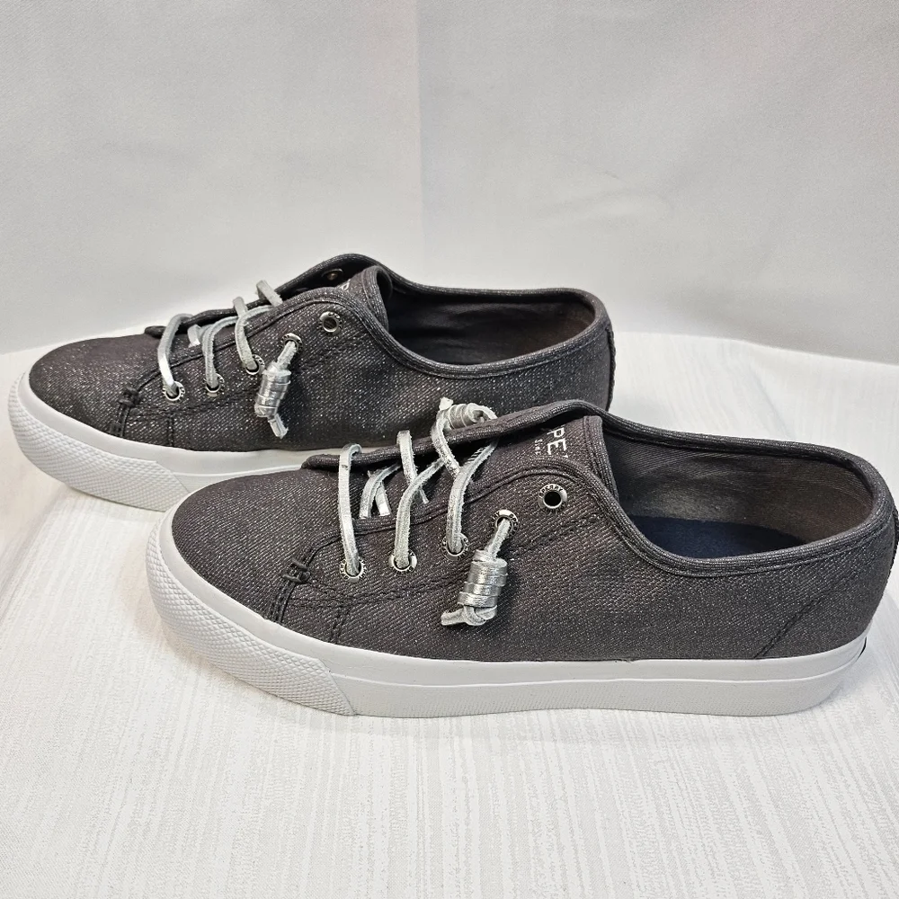 Sperry Top Sider Sky Sail Metallic Gray Sneakers